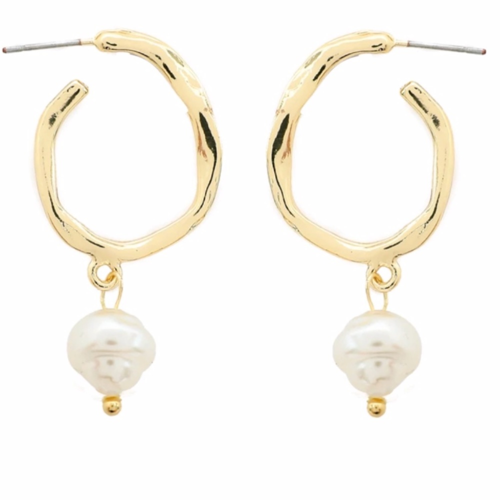 Simple Gold Pearl Drop Earrings